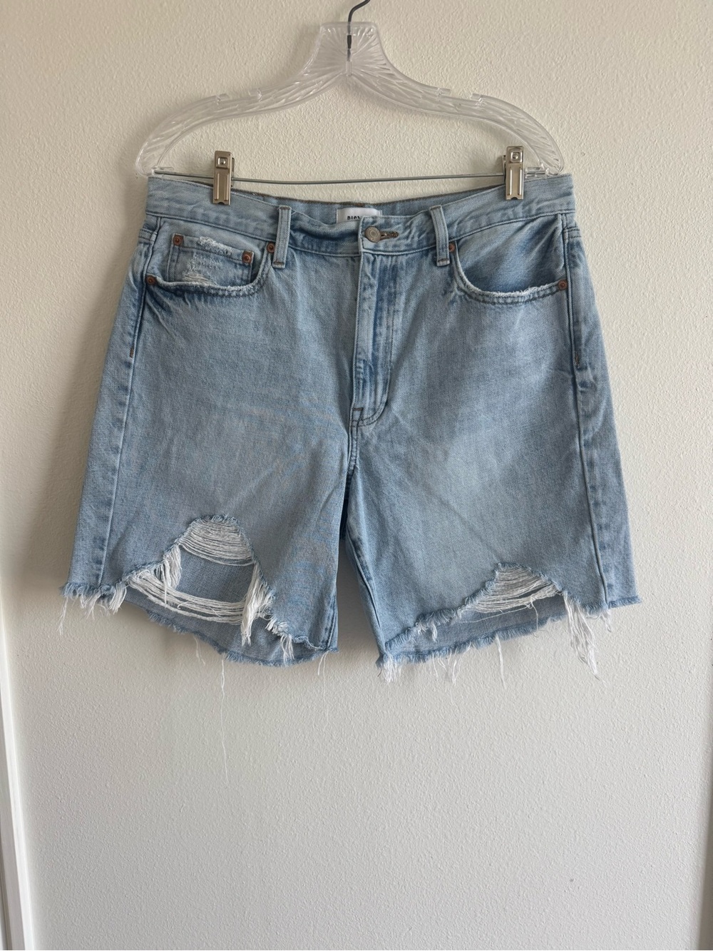 Pistola Denim Light Blue Distressed Denim Shorts
